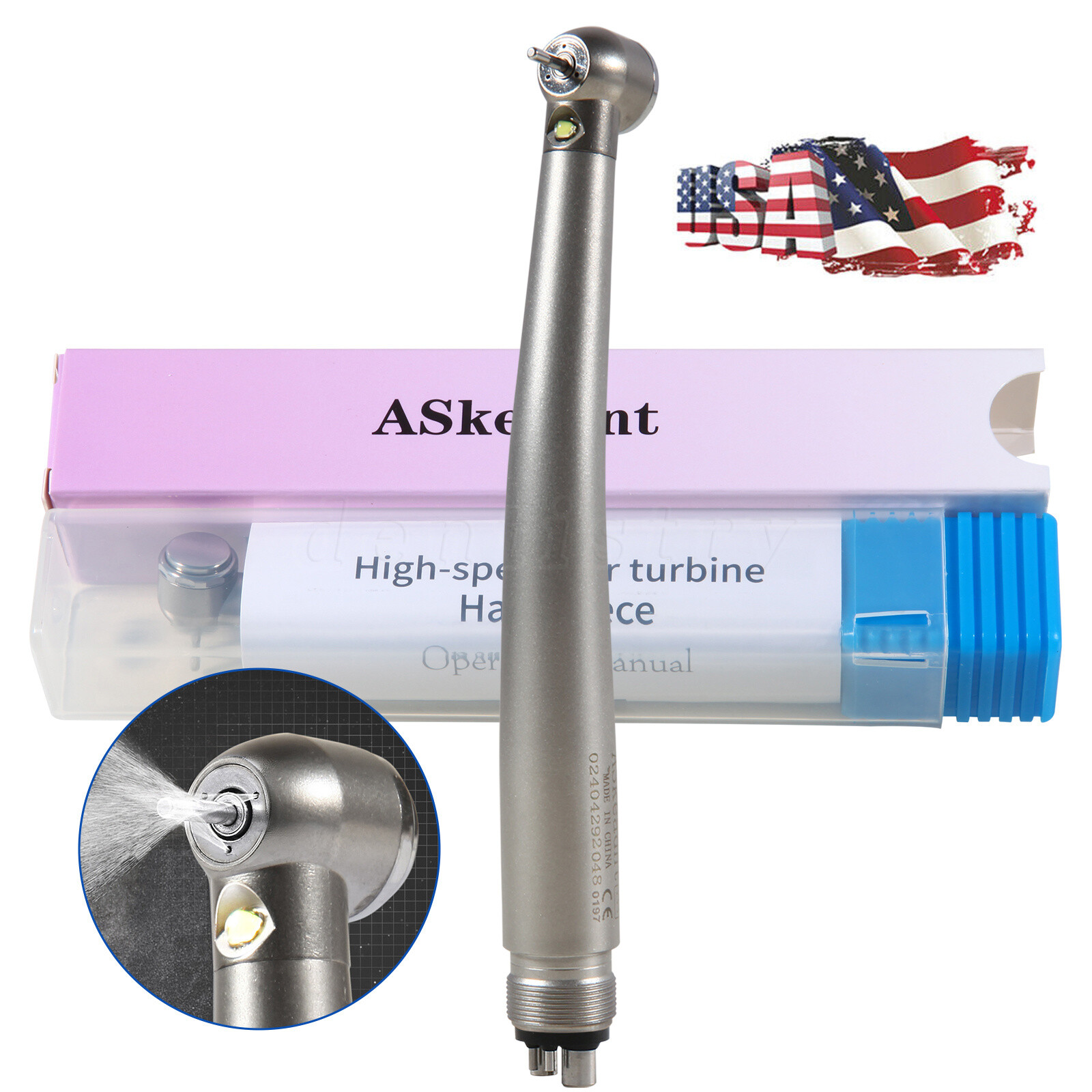 PANA MAX Pieza Mano Dental de Alta Velocidad Turbina Aire Pulsador 2/4H w/ LED