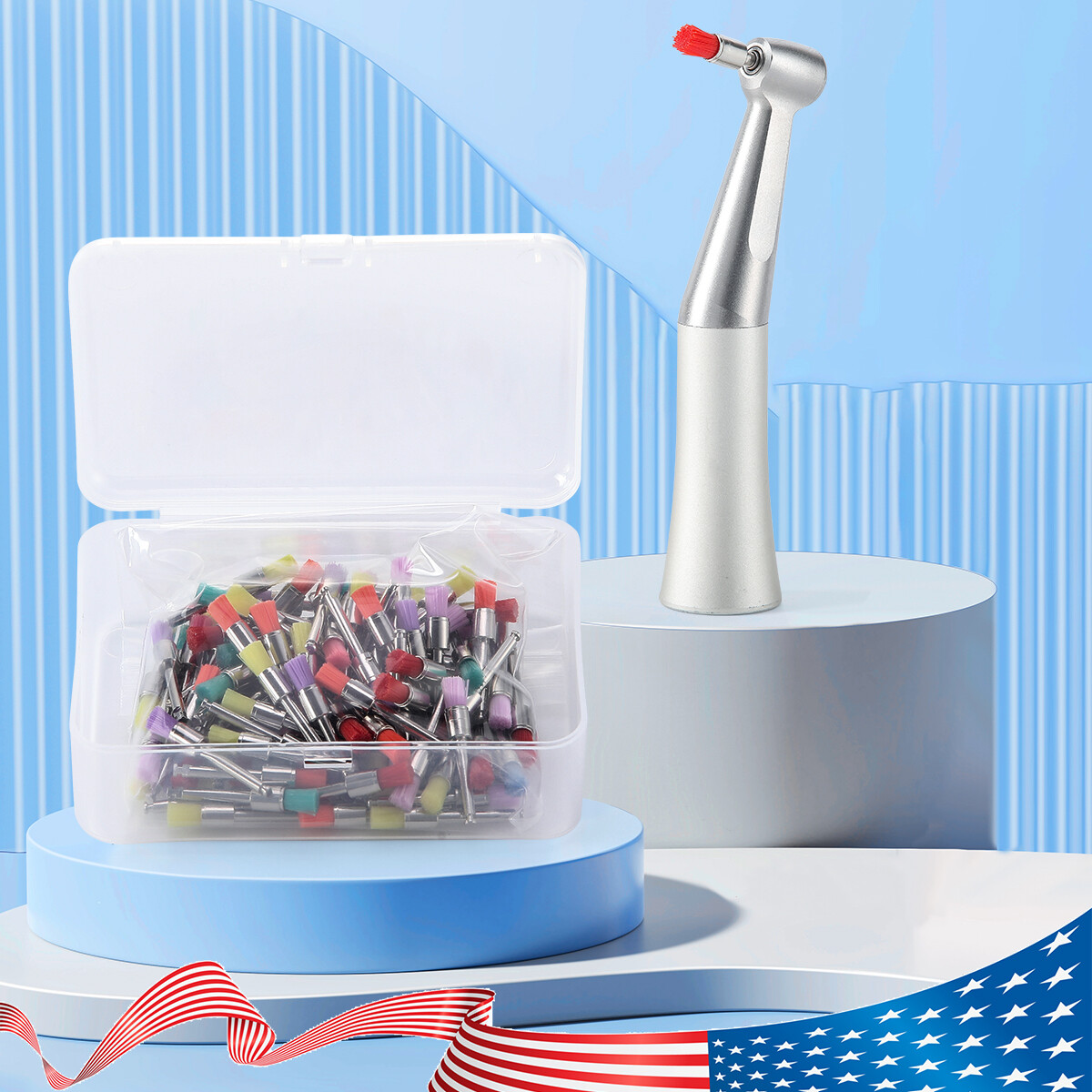 100pcs/Kit Dental Polishing Polisher Prophy Brush Bowl Flat Type Colorful Nylon
