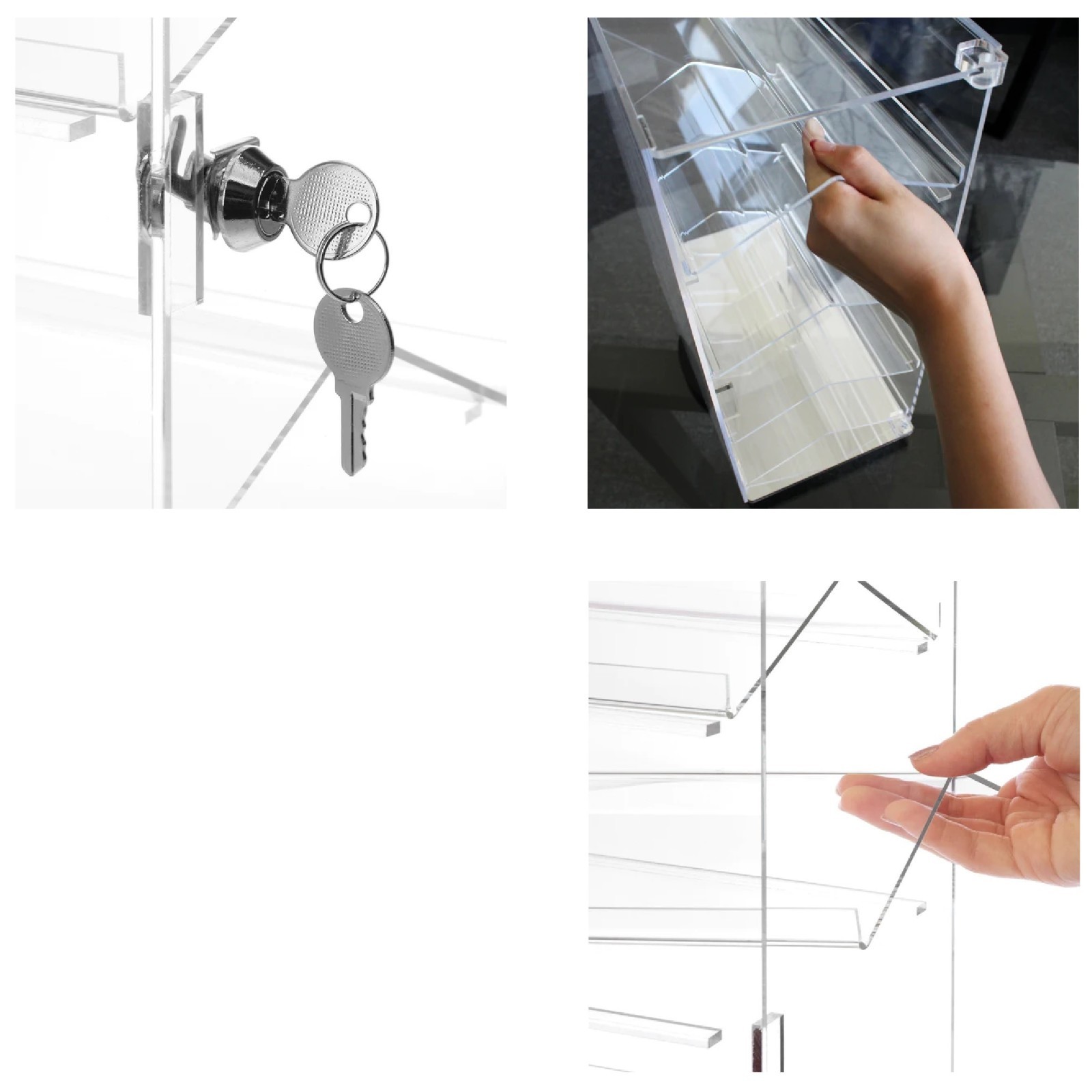 Acrylic Counter top Display with4 Removable shelves and door with/Lock IMPERFECT