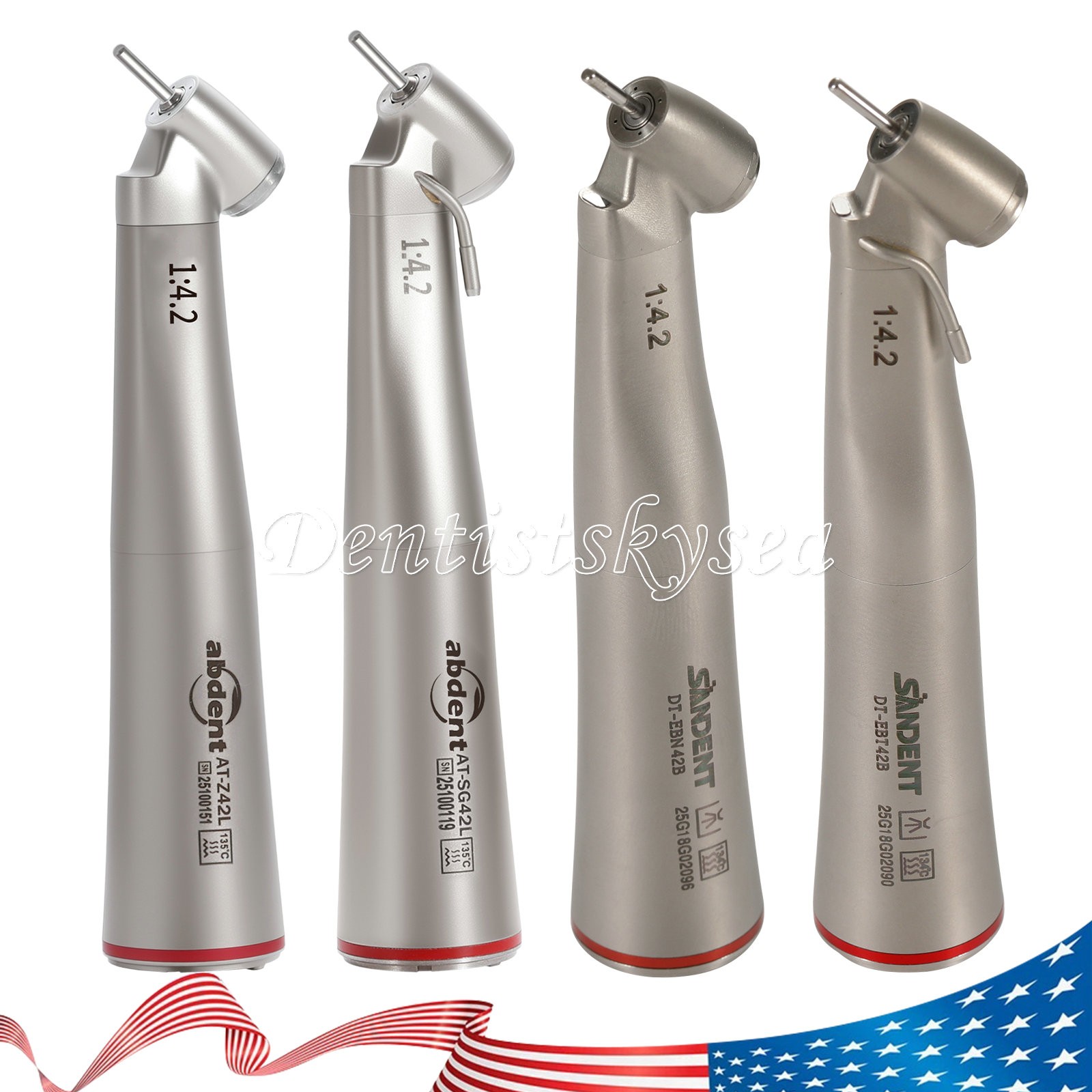 LED Dental Electric Handpiece 1:5 1:1 Contra Angle Fiber Optic High Speed