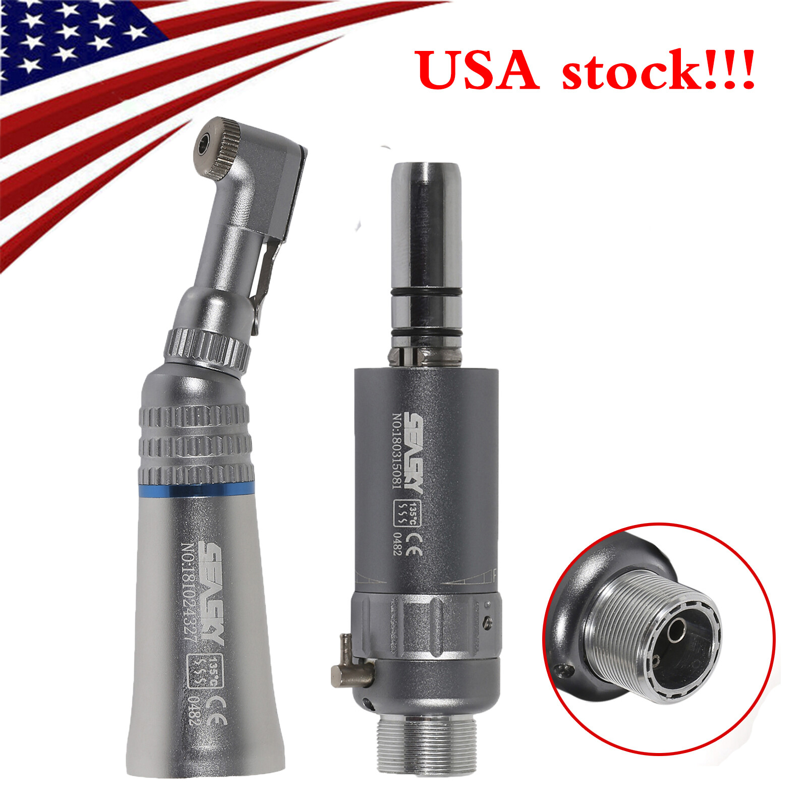 NSK Style Dental Slow Low Speed Contra Angle Straight Air Motor Handpiece 4 Hole