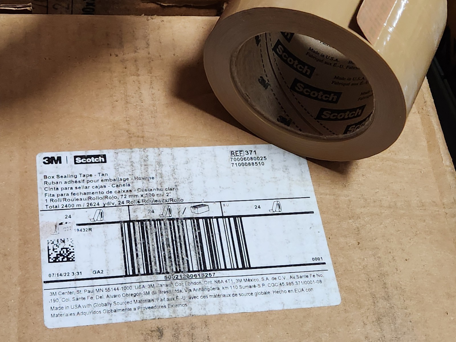 2 Rolls – 3M Scotch 371 TAN Commercial Packaging Tape 2 mil x 72MM X 100M