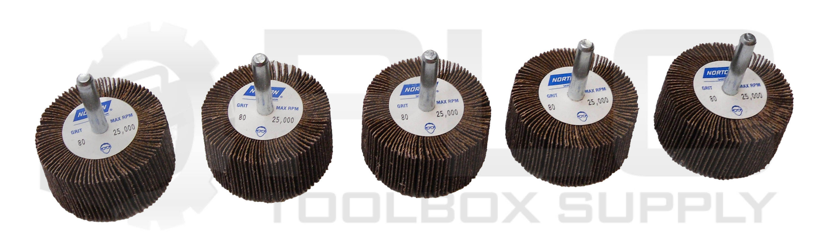 LOT OF 5 NEW NORTON GRIT 80 FLAP WHEELS 25,000RPM