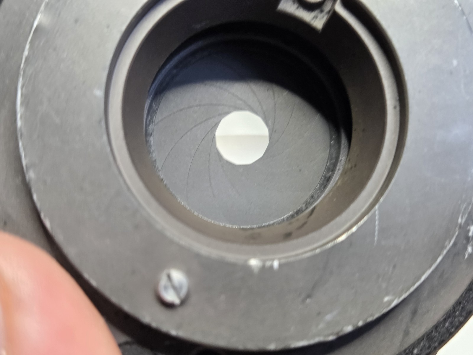 Zeiss Microscope Condenser with Flip Top Lens and Diaphragm.