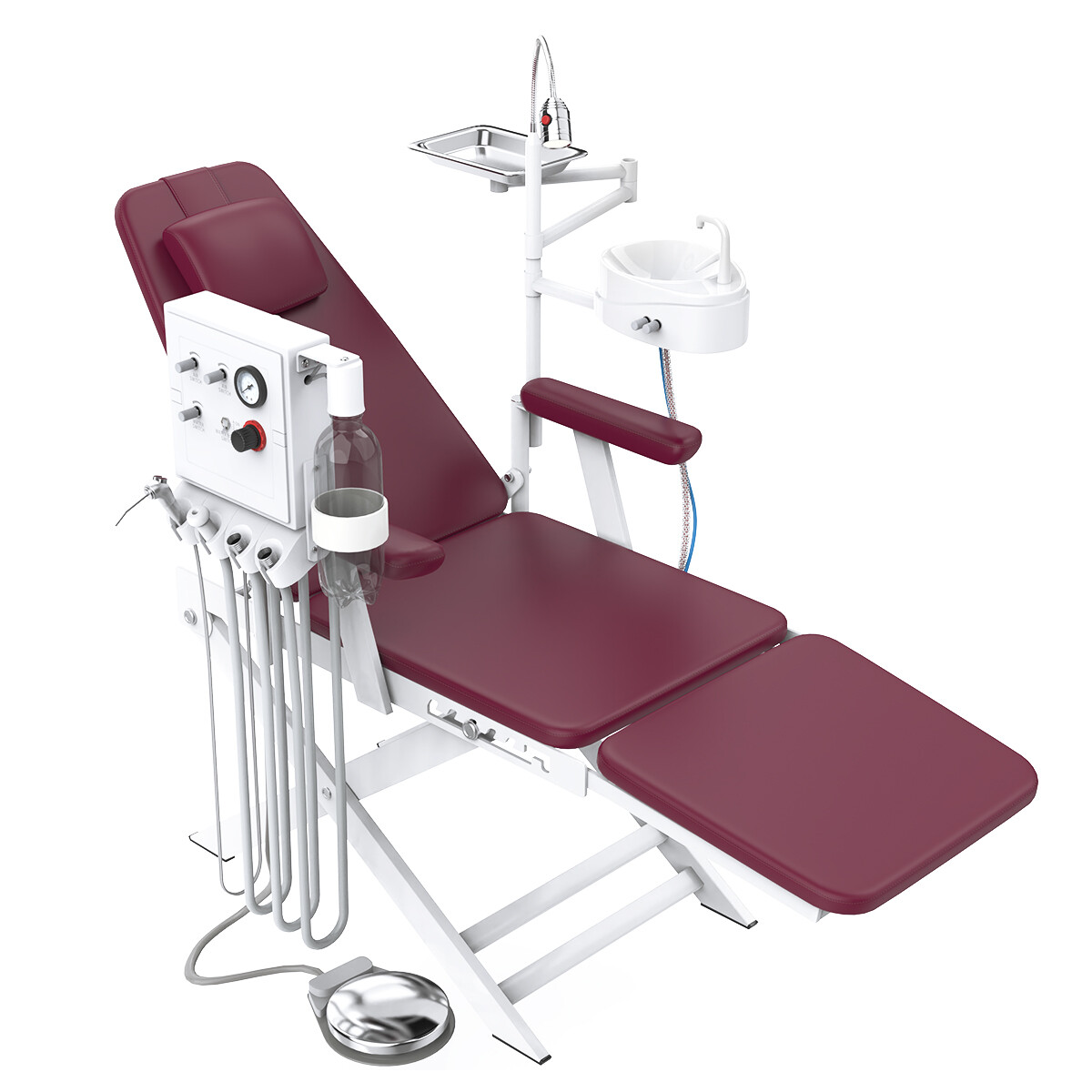 5 Types Portable Dental Folding Chair Package LED Light+Air Turbine Unit 4 Holes