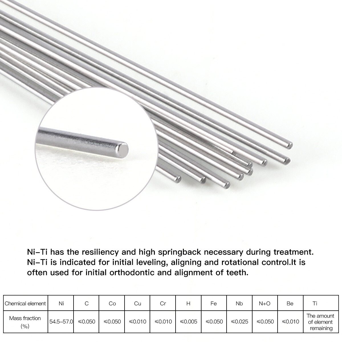 Dental Orthodontic Super Elastic Niti Round Arch Wires Ovoid Form 012-020 AZDENT