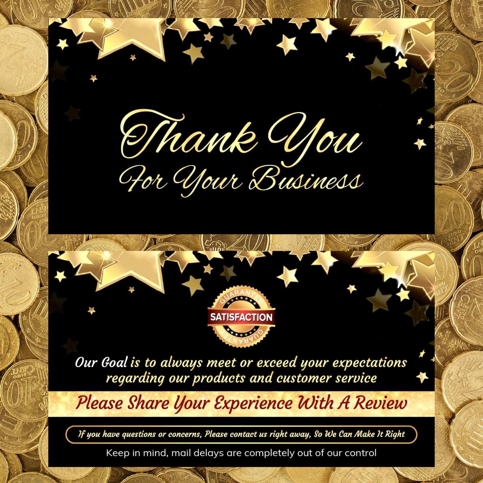 25-2000 Ebay CLASSY Thank You Seller Business Cards (Star), 4 Amazon, Etsy, bulk