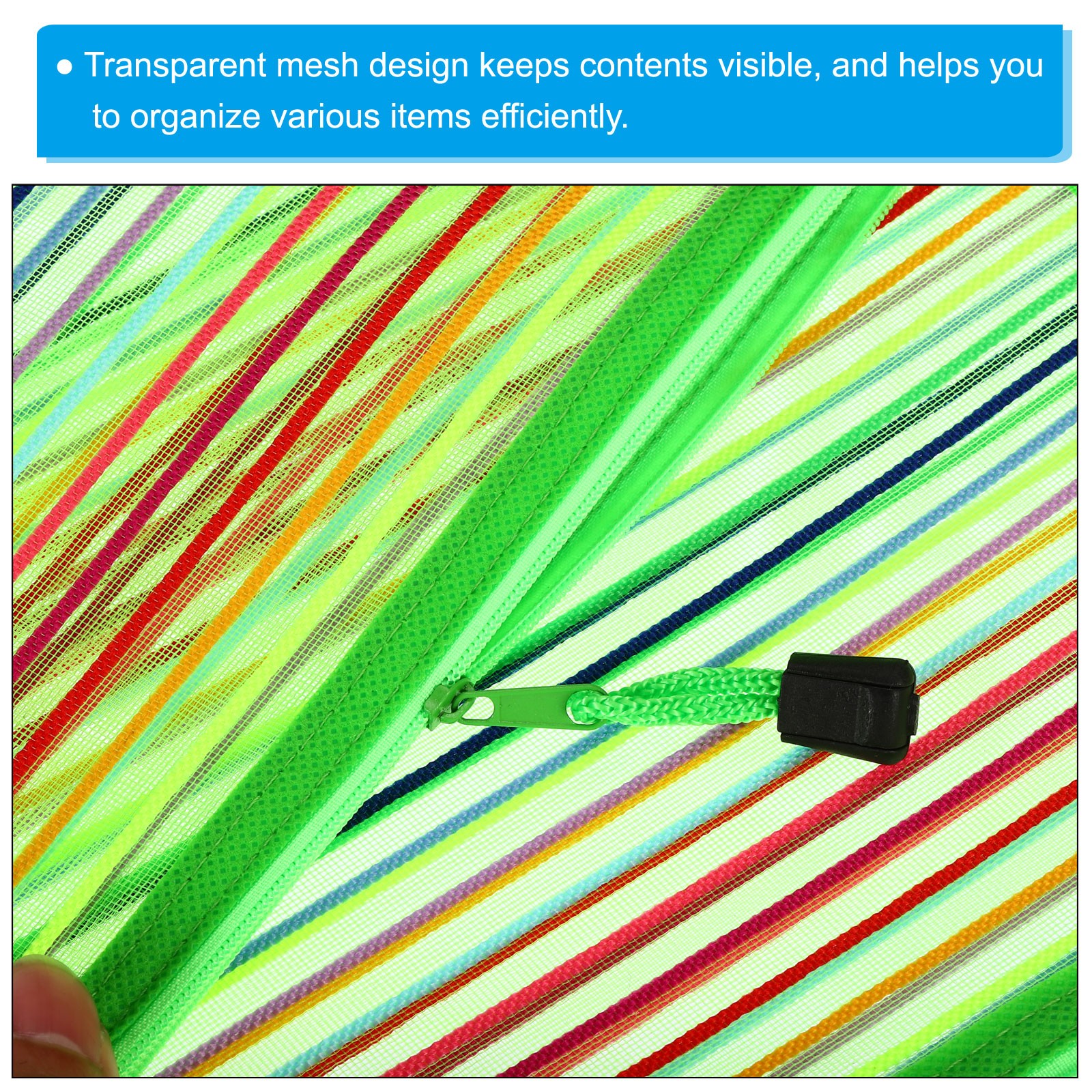 12Pcs Mesh Zipper Pouch, A5 Document Makeup Zipper Bag Travel Pouch, Green