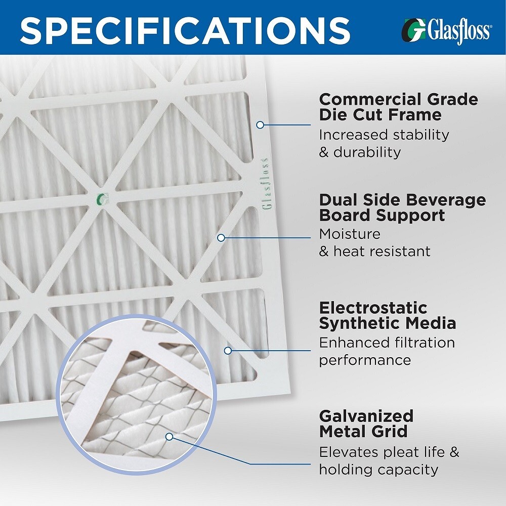 16x20x2 MERV 11 Pleated Air Filters by Glasfloss. 4 Pack. Made in USA.