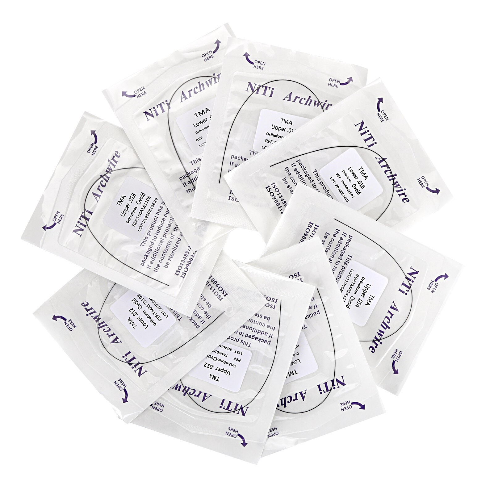 Dental Orthodontic TMA Beta Arch Wire Ti-Mo Alloy Round Ovoid/Natural 012-020