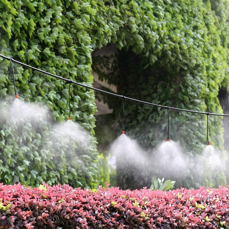 50 Pcs Drip Irrigation Spray Emitters, Adjustable Atomizing Single Barb