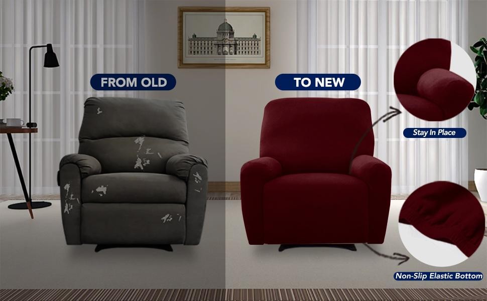 Super Stretch Chair Sofa Slipcover with Pocket – Spandex Non Slip Soft Couch