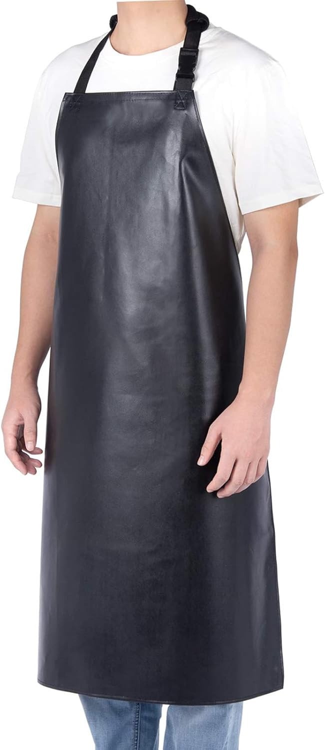 Homsolver Heavy Duty Vinyl Waterproof Apron for Unisex Adult, Ultra Black