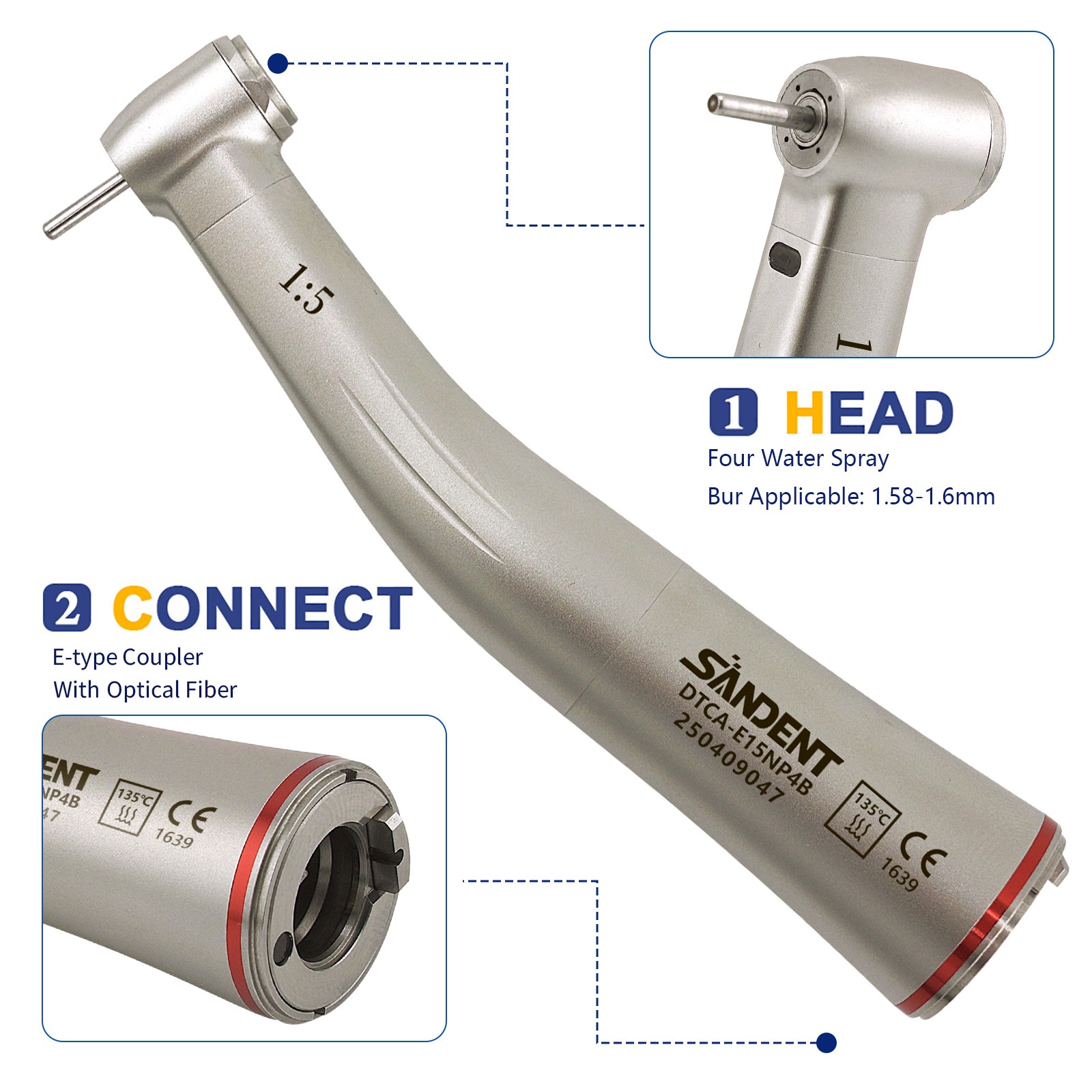 10*NSK Style Dental High Speed Turbine Handpiece with Quick Coupler Swivel 4Hole