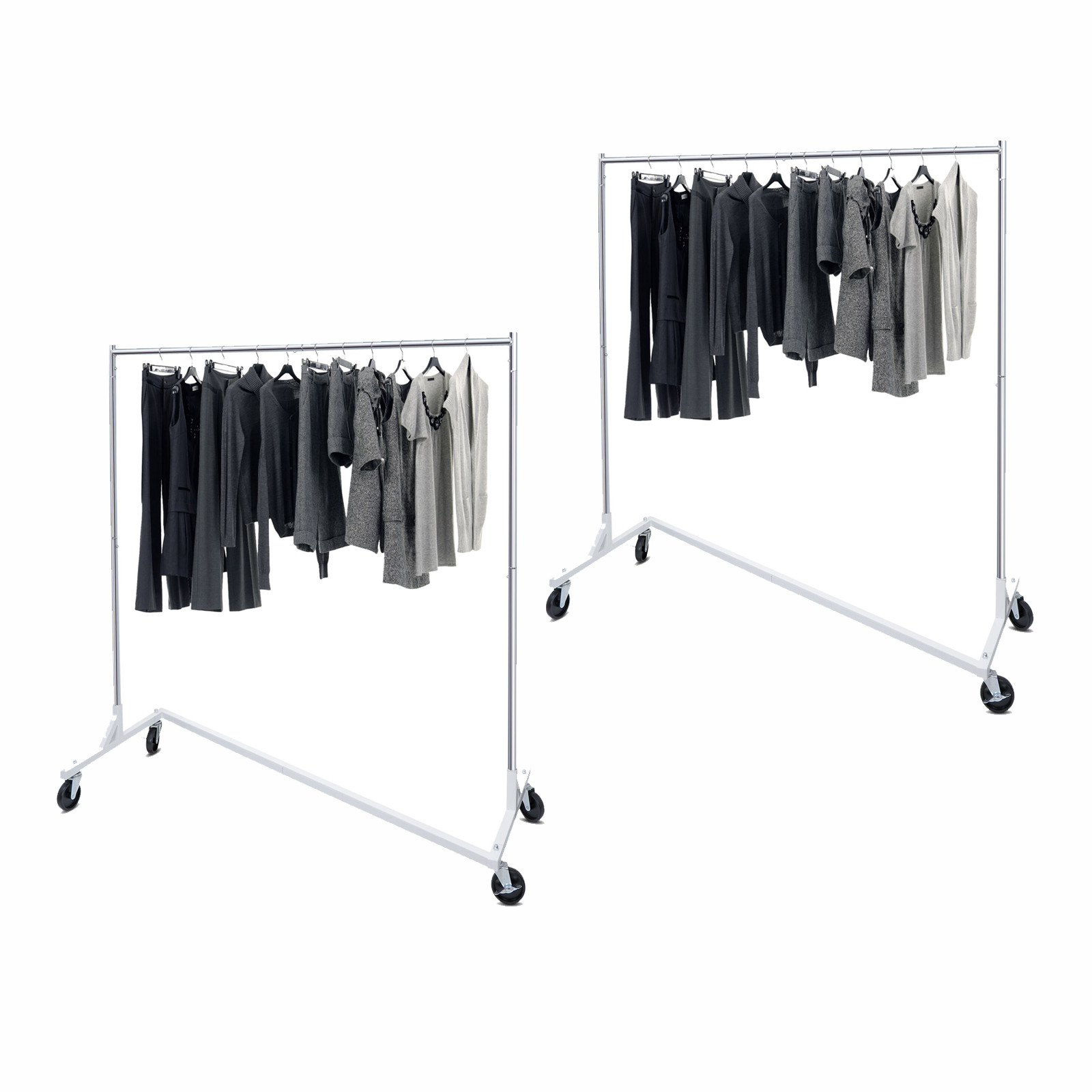 2PCS Commercial Garment Rack Rolling Collapsible Clothing Shelf w/ Wheels Z-Base
