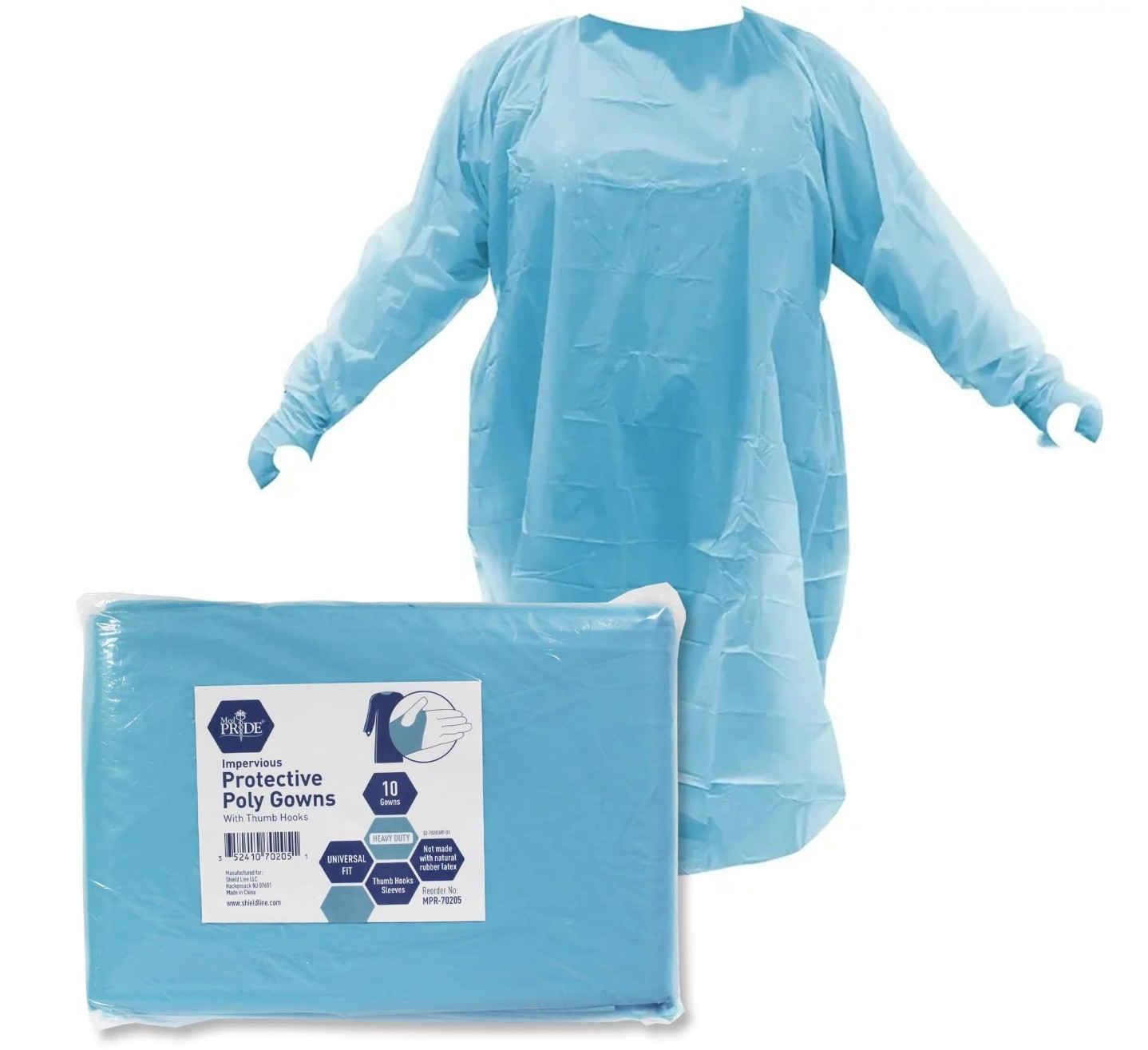 100ct. Impervious Protective Poly Gown W/Thumb Hook Level 3 Medical Dental PPE