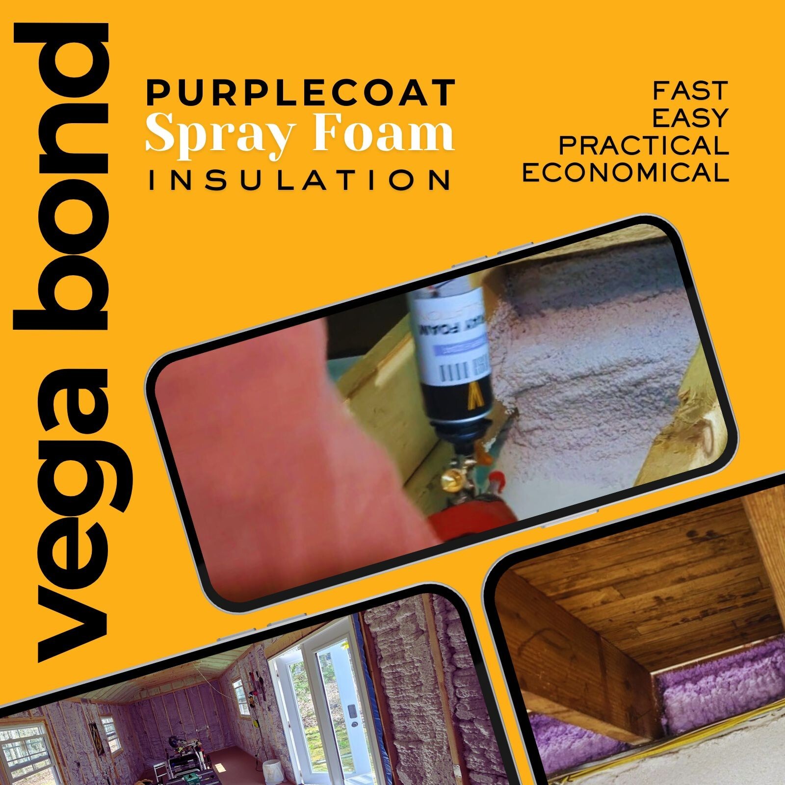 Vega Bond Purplecoat Single Component Spray Foam Insulation 6-Packs-120BF