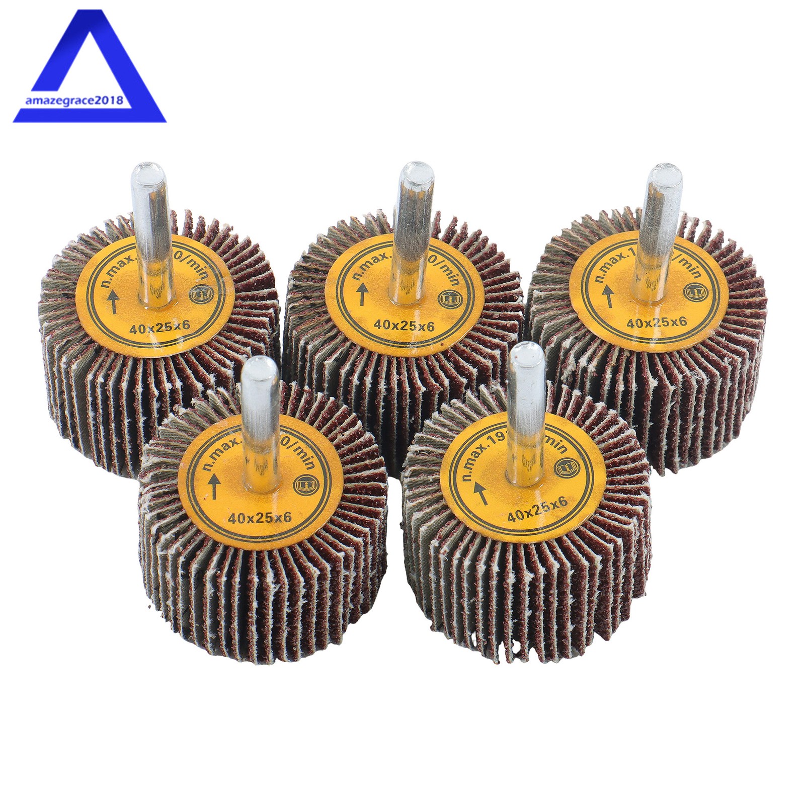 Aluminum Oxide Shank Mounted Flap Wheels, 1-1/2″ × 1″ × 1/4″, 60 Grit (5 Pack)