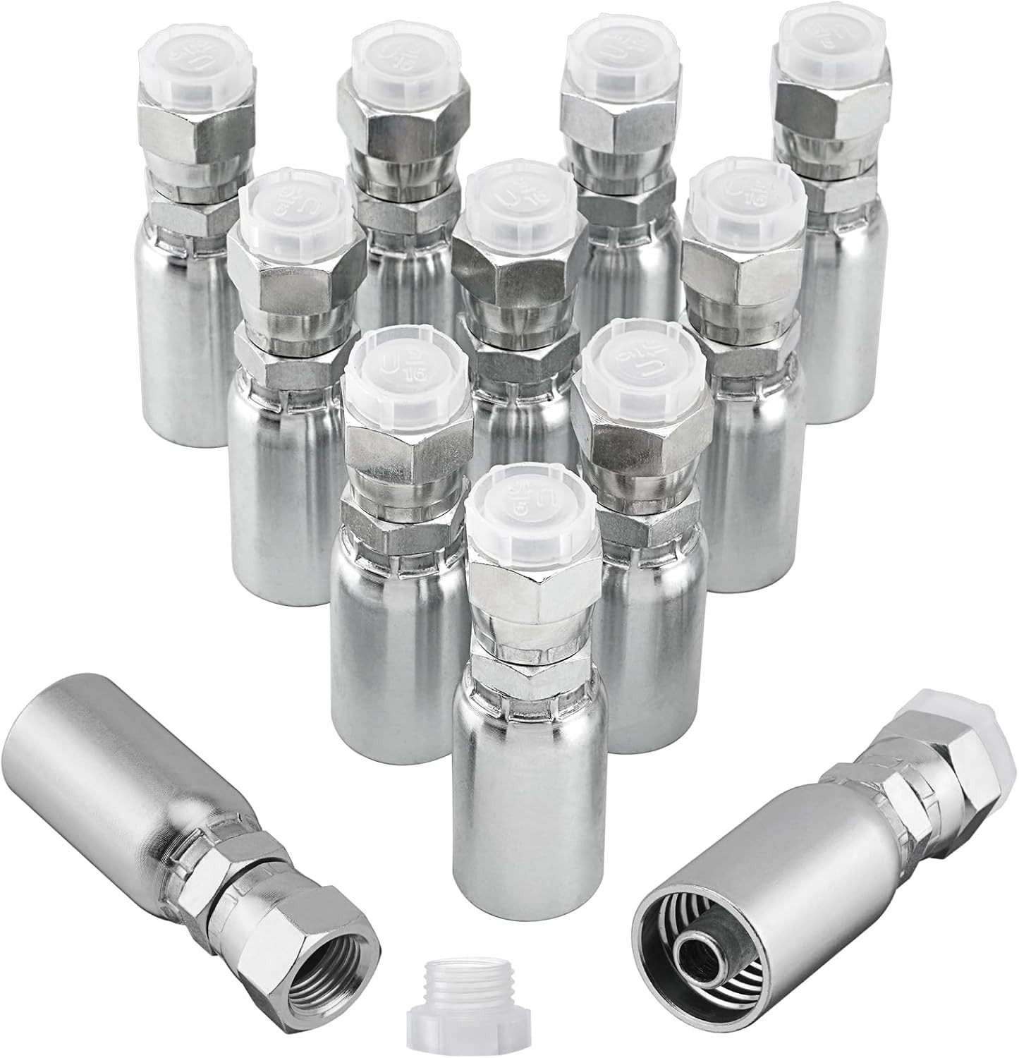 12pcs 3/8″ Hose x 3/8″ JIC 37° Female Hydraulic Hose End Swivel Crimp Fittings