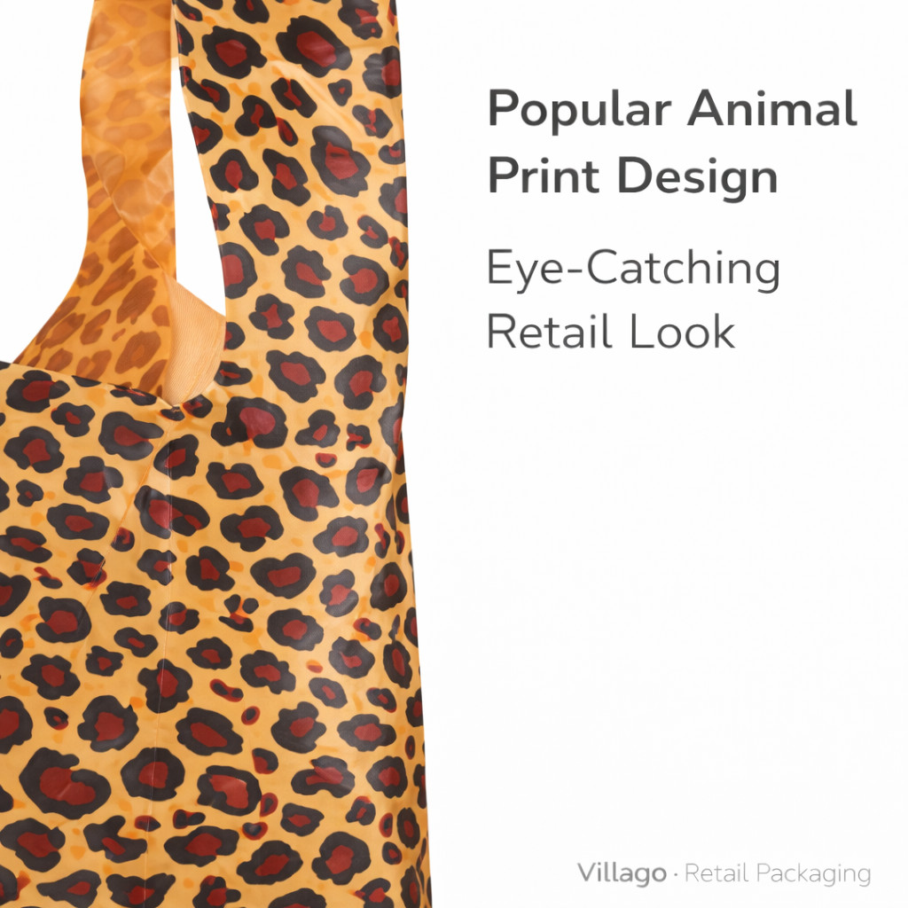 Leopard Print T Shirt Bags 11.5 x 6 x 21 Plastic Retail Checkout Bags HDPE