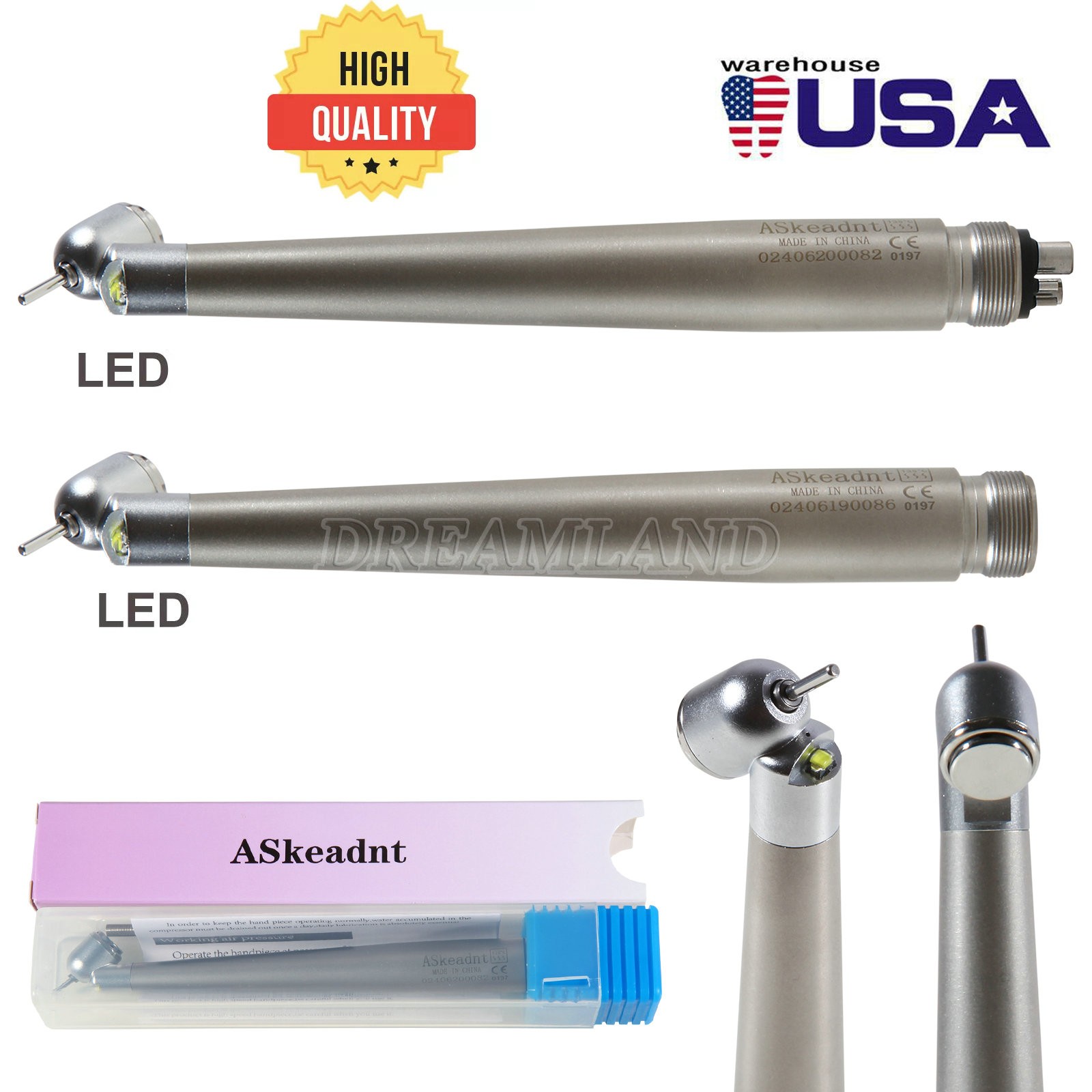 Dental LED high speed handpiece 45 degree Surgical NSK style 2/4 Hole