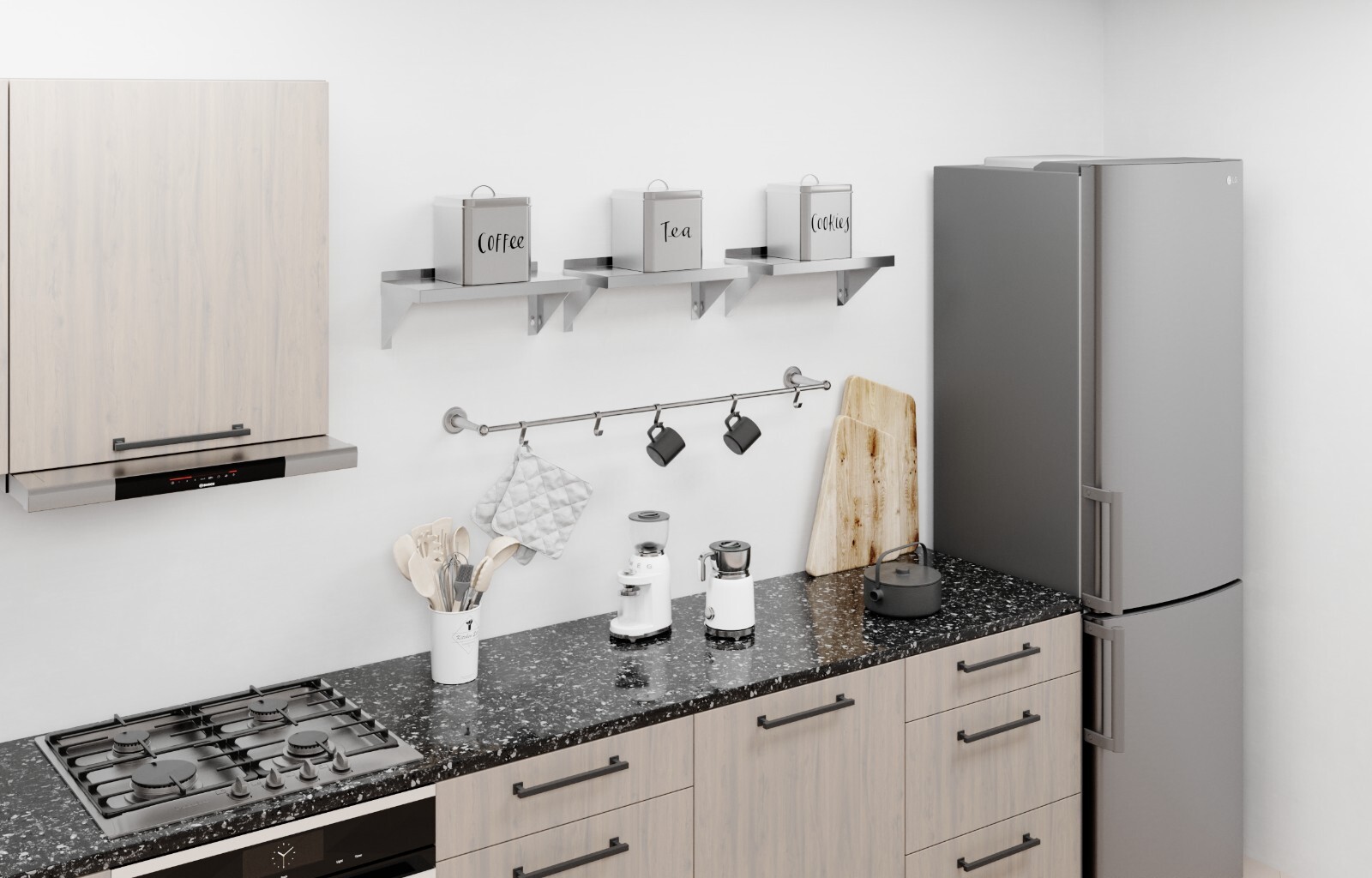 8 in. x 16 in. Stainless Steel Wall Shelf With Squared Edge