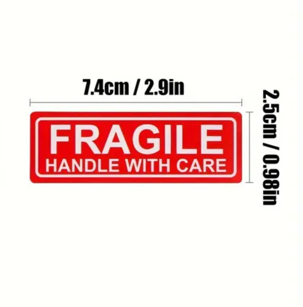 50 Fragile Handle With Care Mailing Label Stickers 1×3 inches