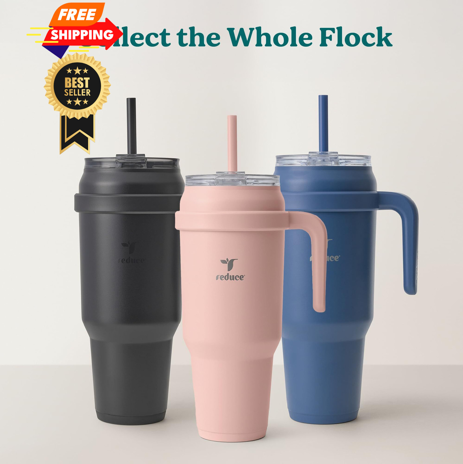 REDUCE 50 oz Stainless Steel Tumbler with Handle – 50 Ounces, Dark Web