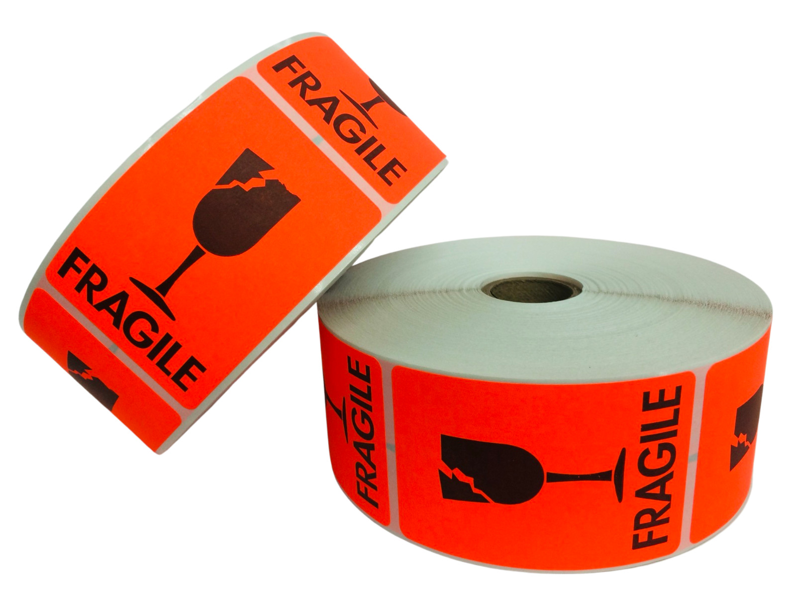 2×3 BROKEN GLASS/FRAGILE, 500 labels per roll, 1-60 Rolls