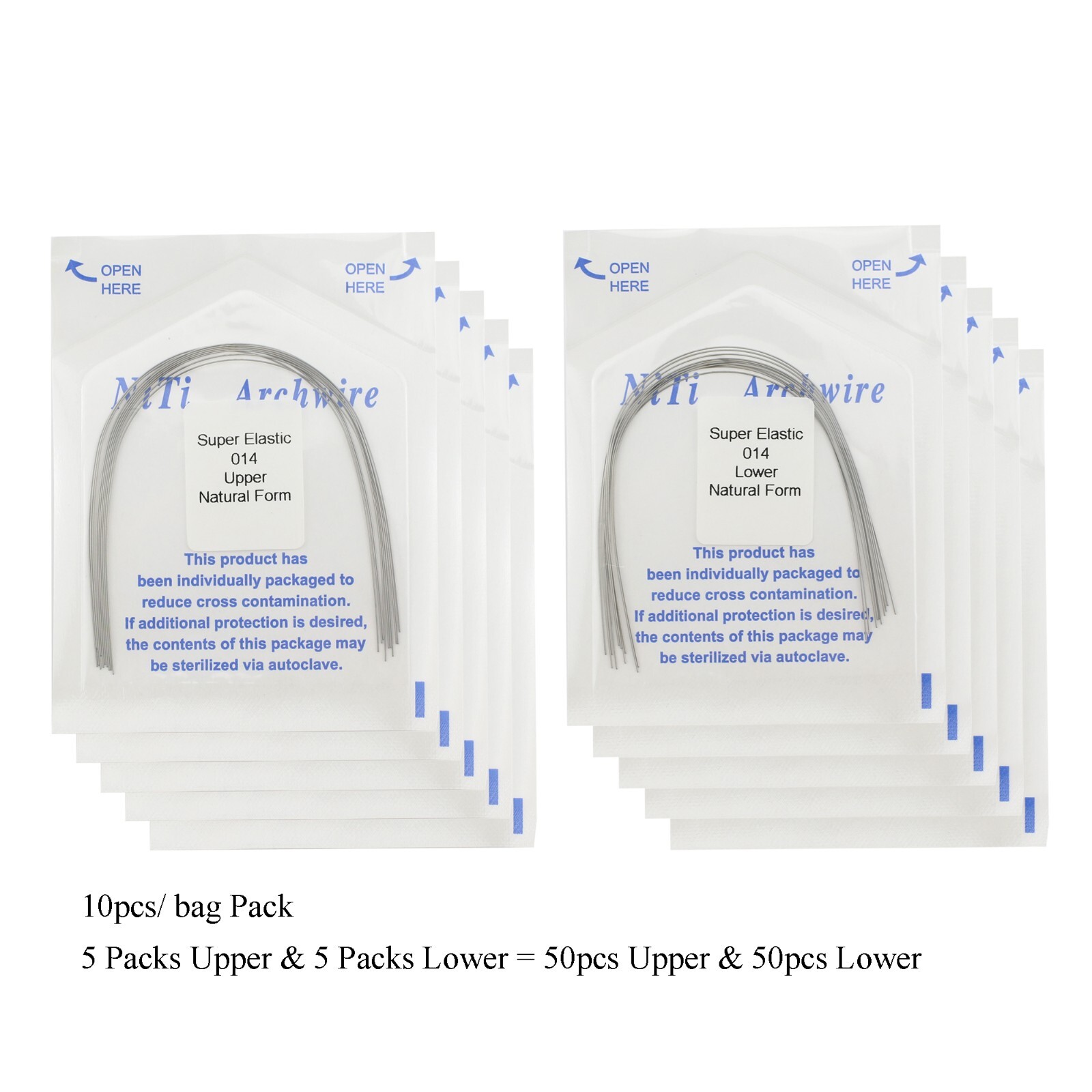 100pc Dental Orthodontic Arch Wires Niti Rectangular Round Natural 1622 012 016