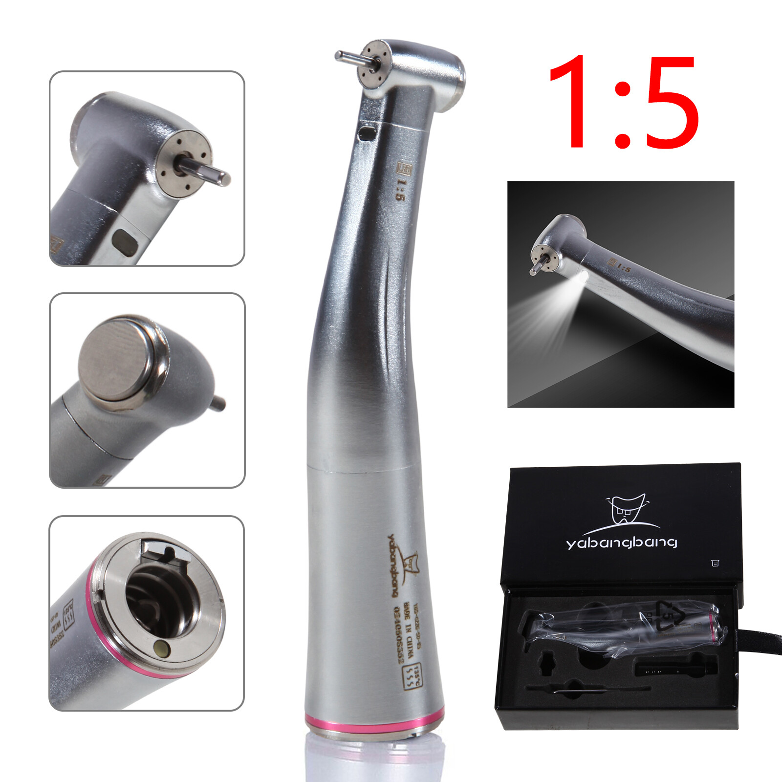 Dental 1:5 LED Fiber Optic Contra Angle Handpiece Fit NSK Ti-MAX X95L