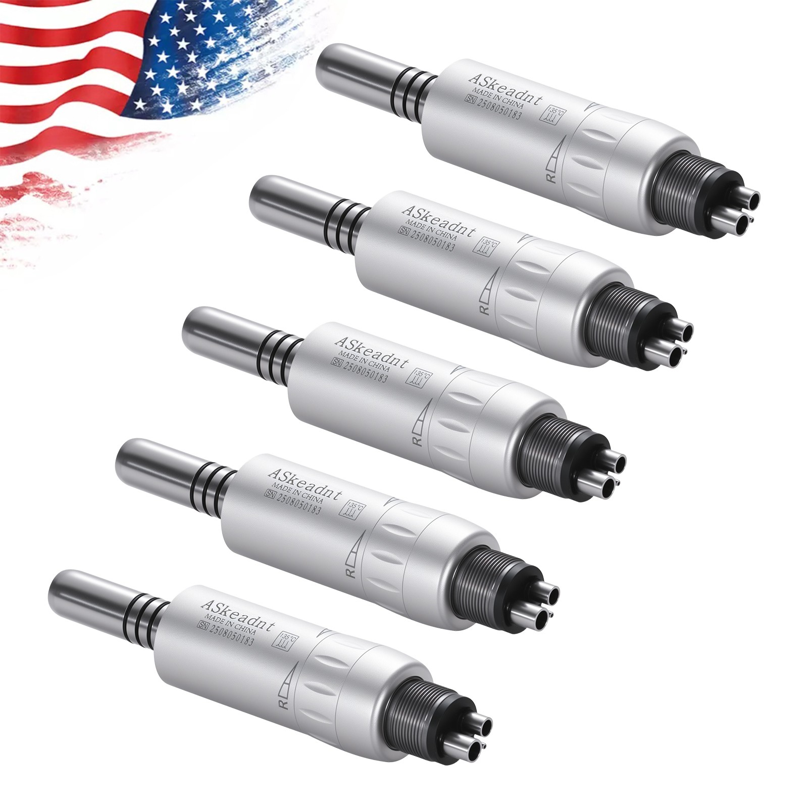 1-10*ASkeadnt Dental Low Speed E-type Air Motor Handpiece 4 Hole Inner channel