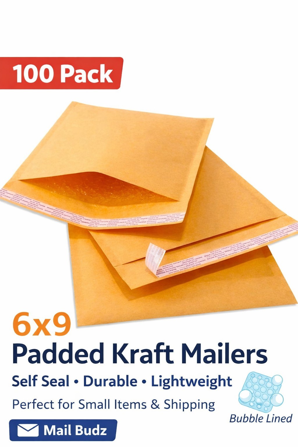 100 #0 6×9 Kraft Paper Padded Bubble Envelopes Mailers Shipping Case 6”x9”