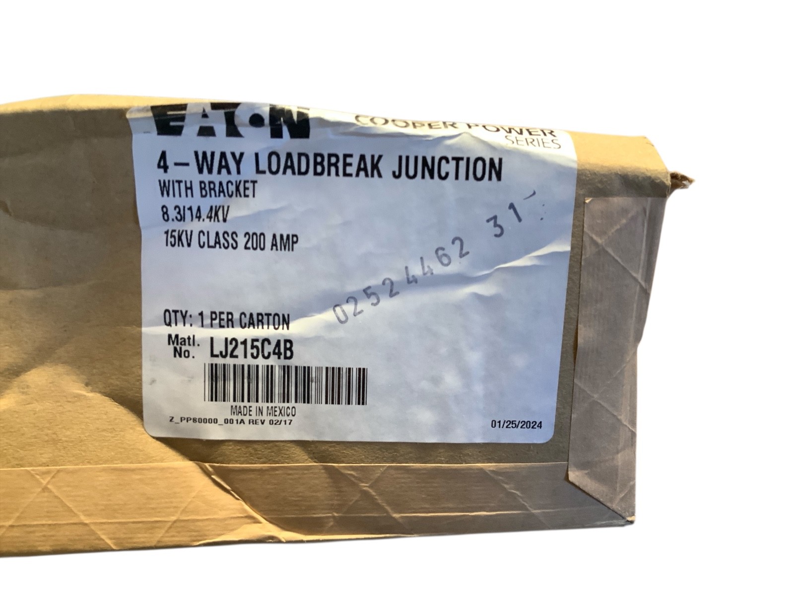 Eaton LJ215C4B 4-Way Loadbreak Junction 15kV 200A w/ Bracket NEW Cooper Power