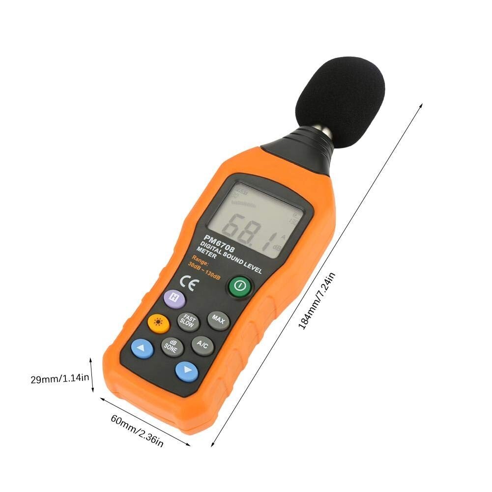 PEAKMETER PM6708 Sound Meter Data Logging Hold 30~130dB Measuring Range RETAIL!