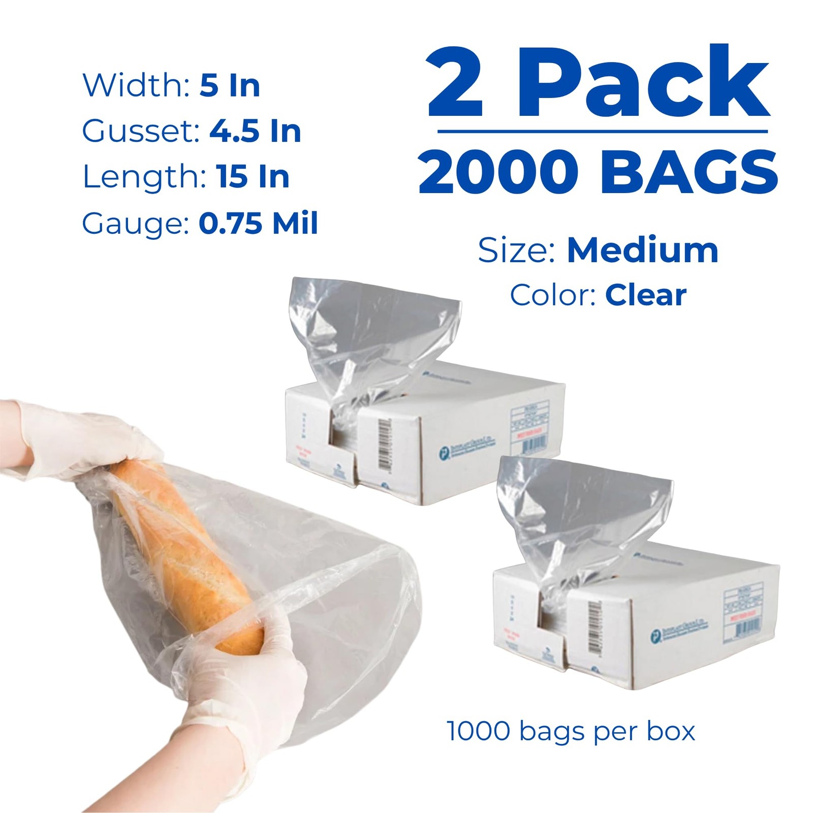 Inteplast 2-Pack Bread and Bakery Storage bag, medium size, 0.75 Mil Gauge, 5…
