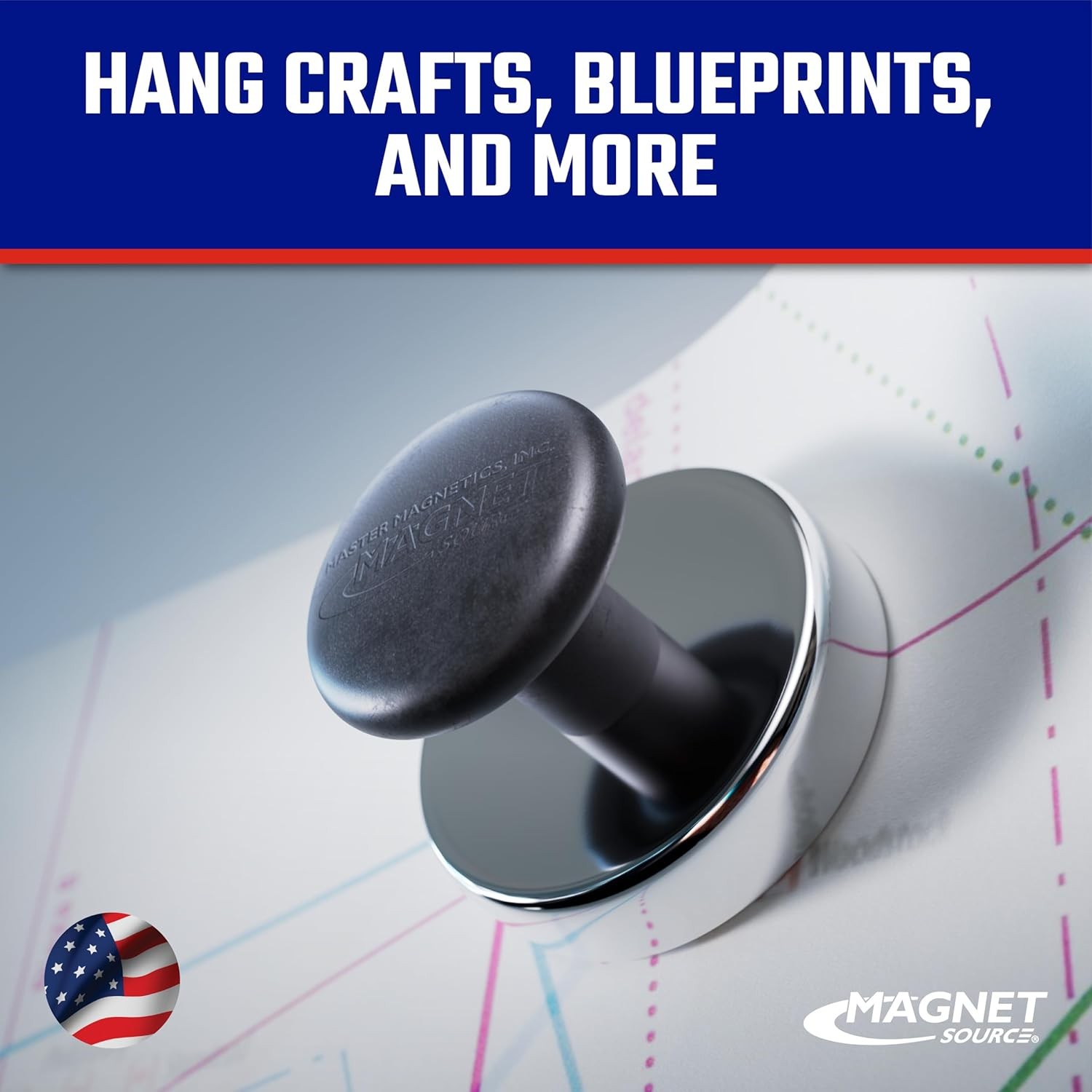 2 Pcs Round Base Magnet Fastener with Knob, 65 Pounds, 2.63″ Diameter