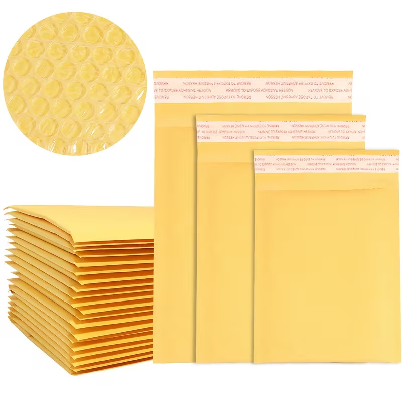 1Pc 4×8″ Self Seal Kraft Bubble Mailers Padded Envelopes Yellow Shipping Bags