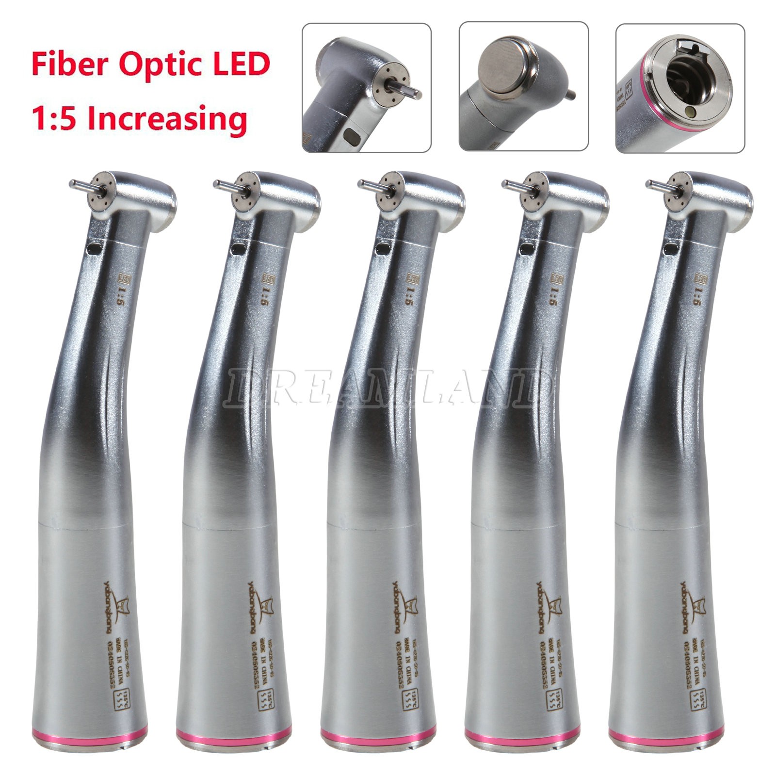NSK Ti-MAX X95L Style Dental 1:5 LED Fiber Optic Contra Angle Handpiece Red Ring