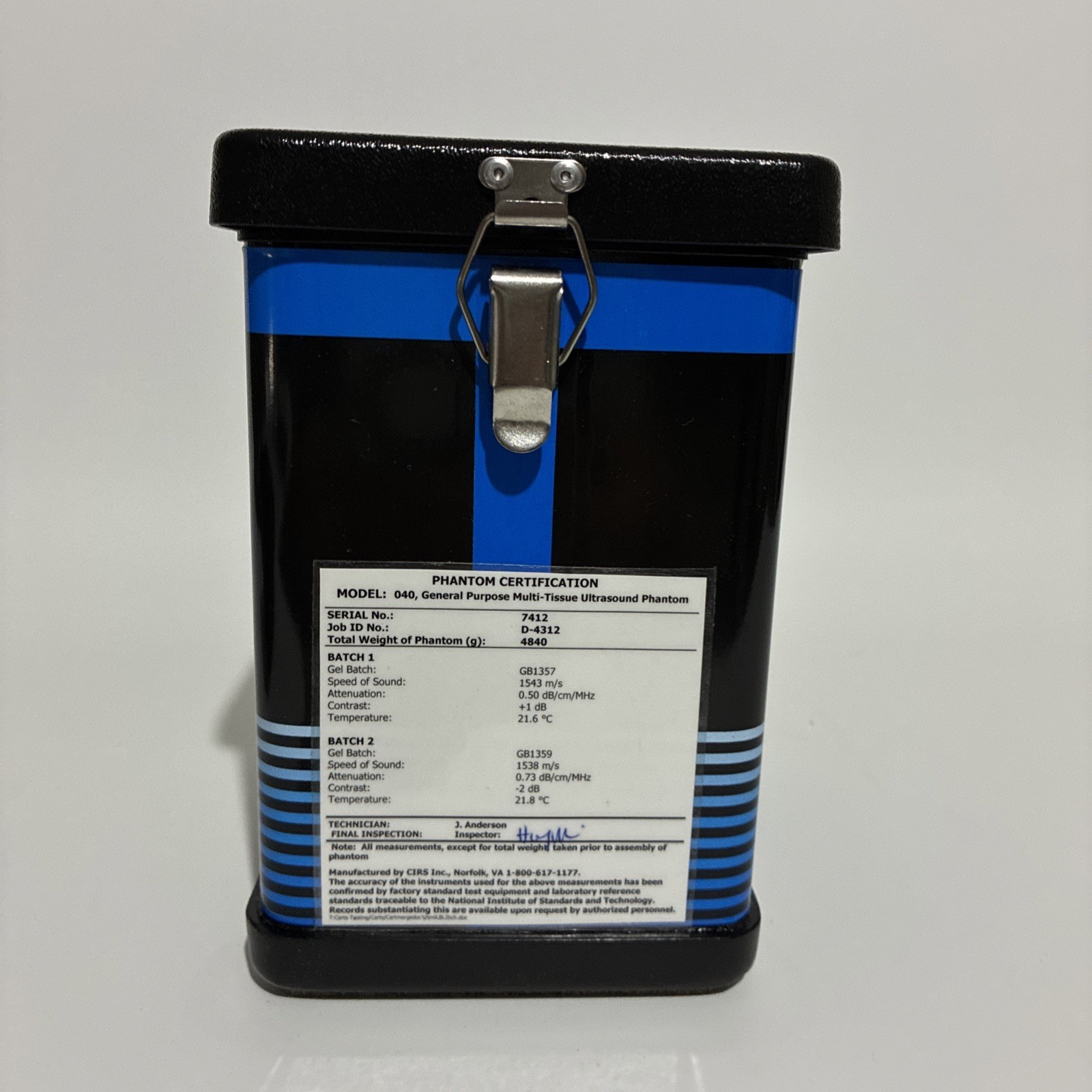 CIRS 040GSE Multi-Purpose Multi-Tissue Ultrasound Phantom w/ Carry Case