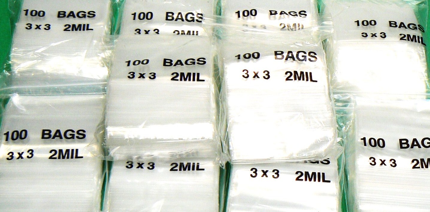 2,000 Zip Seal Lock Bags 2Mil Clear 3″ Square Bag Reclosable 3×3 Plastic Baggies