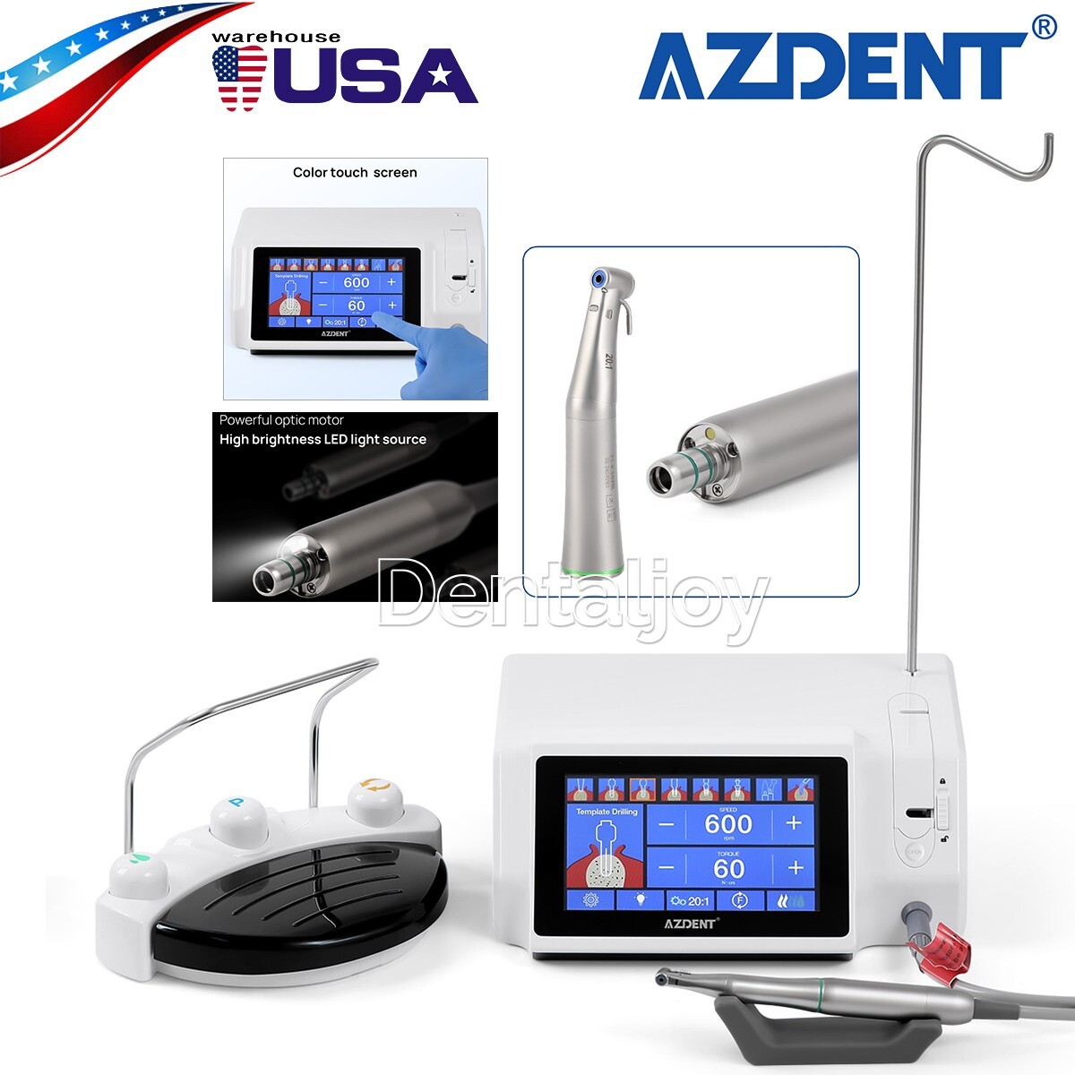 Dental Implant Surgical Brushless Motor Touch Screen With 20:1 LED Contra Angle