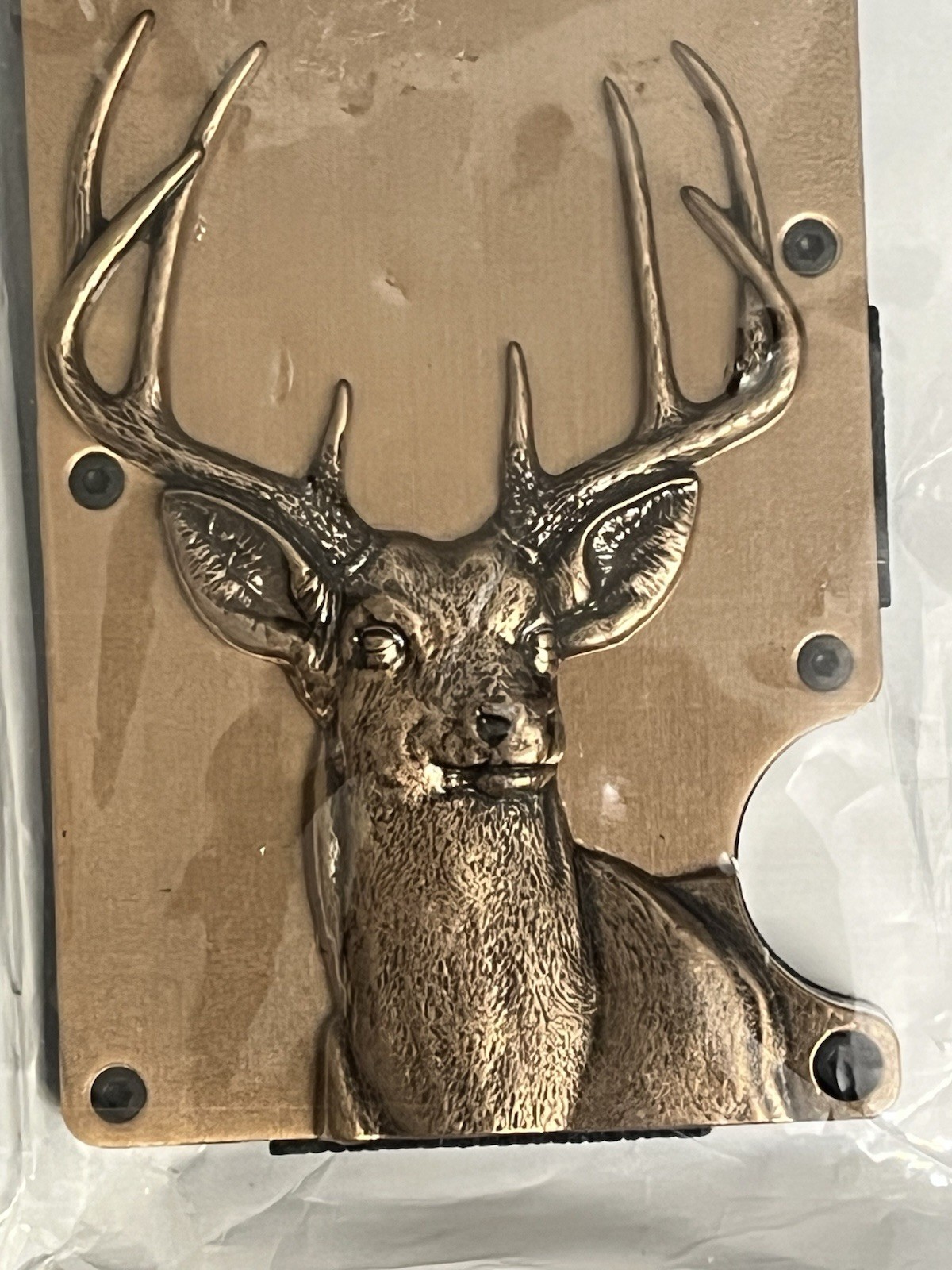 Antique Brass Deer Business Card Holder – Buck Hunting Nature Decor (Unopened)