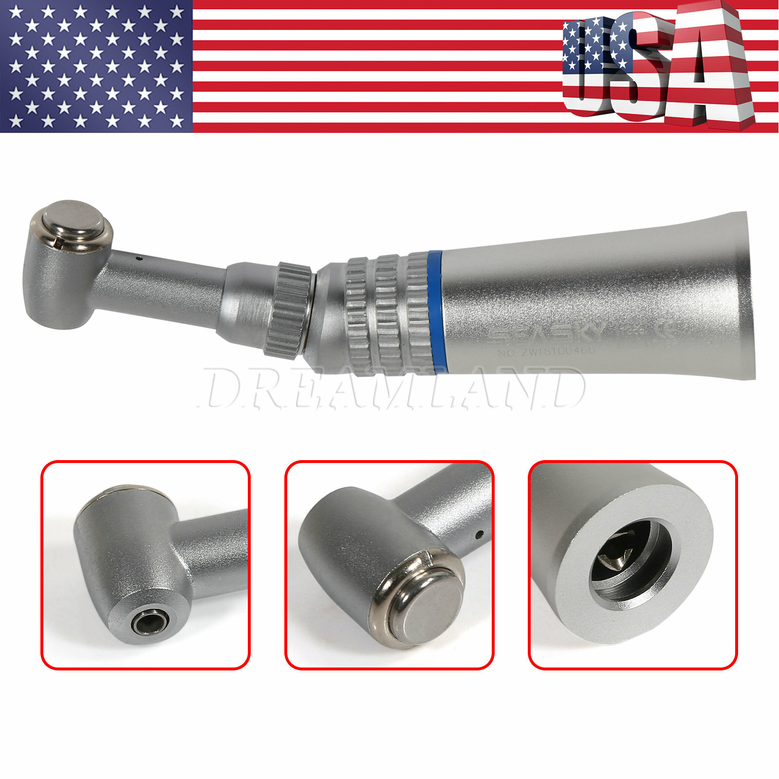 NSK Style Dental Contra Angle Slow Speed Handpiece /Air Motor 4 Holes E-Type OEM
