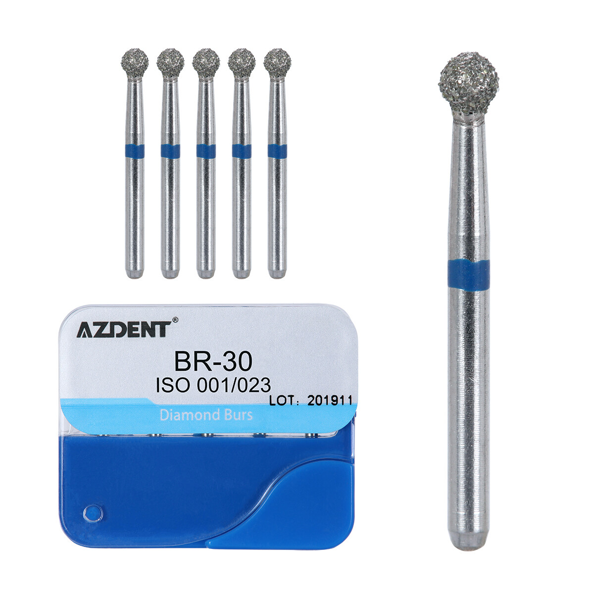 100piezas 20tipos Fresas de diamante medianas dentales FG 1.6 mm Bur BR/TR/TF/EX