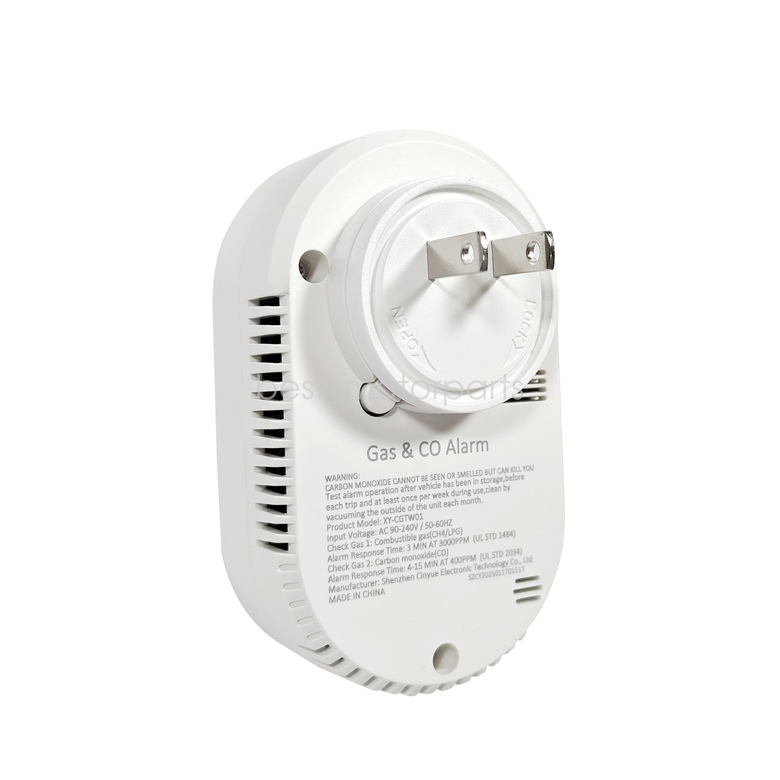 Portable 4-in-1 CO Detector with Smoke & Natural Gas, Plug-in Safety Alarm