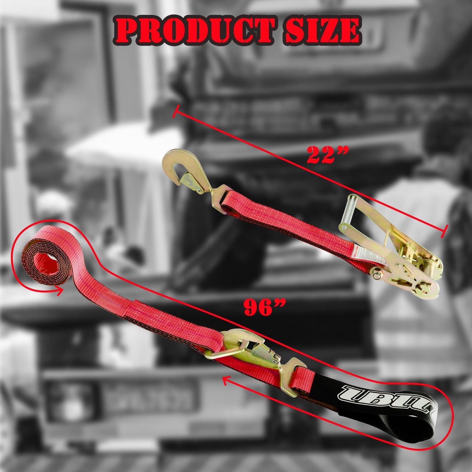 4 Pack Car Tie Down with Snap Hooks – 2″ x 114″ – 3,300 lbs Safe Working Load…