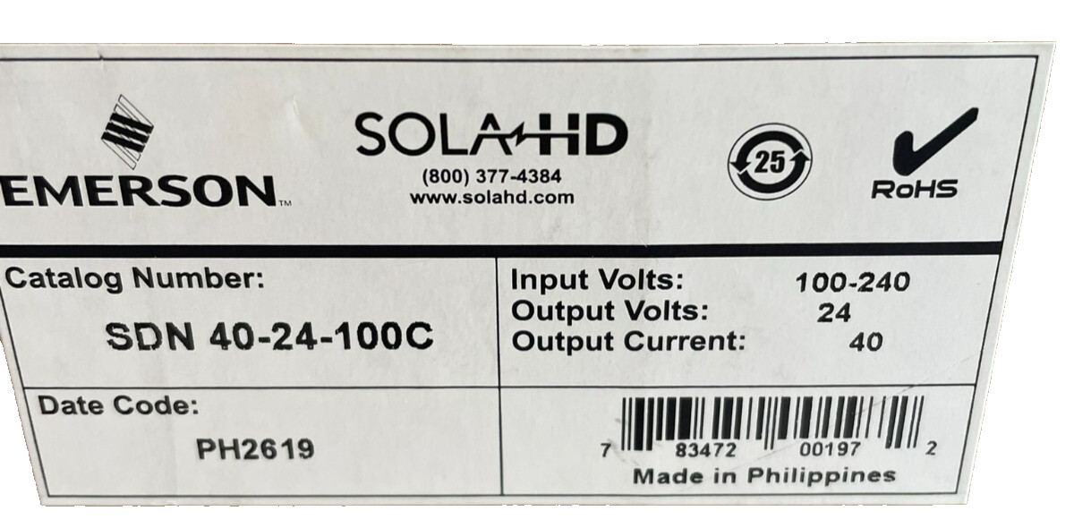 NEW SOLA SDN-40-24-100C POWER SUPPLY SDN 4024100C