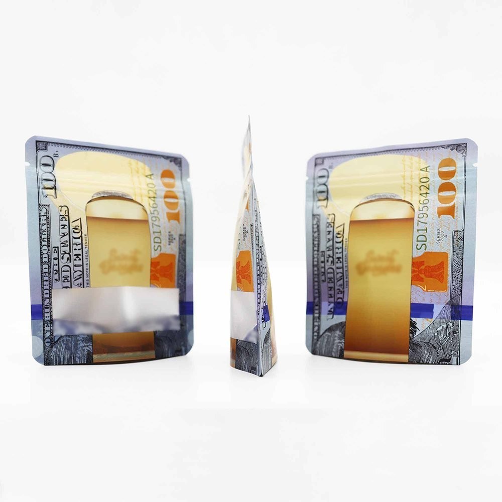 100pcs 3.5g Smell Proof Mylar Bags | Durable Zipper for Freshness | Food Grade