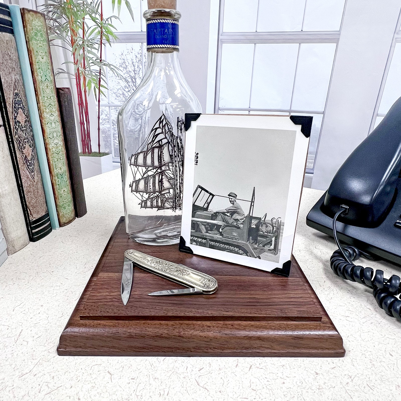Plymor Solid Walnut Square Wood Display Base, 6.875″ W x 6.875″ D x 0.75″ H